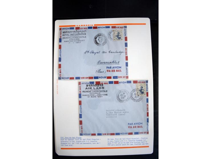 LAOS UND KAMBODSCHA: 1950/80 (ca.), umfangreicher Sammlungsbestand in 4 Schubern und Kiste mit vielen ungezähnten Ausgaben un