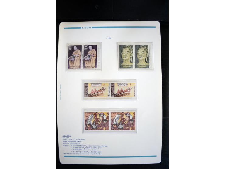 LAOS UND KAMBODSCHA: 1950/80 (ca.), umfangreicher Sammlungsbestand in 4 Schubern und Kiste mit vielen ungezähnten Ausgaben un