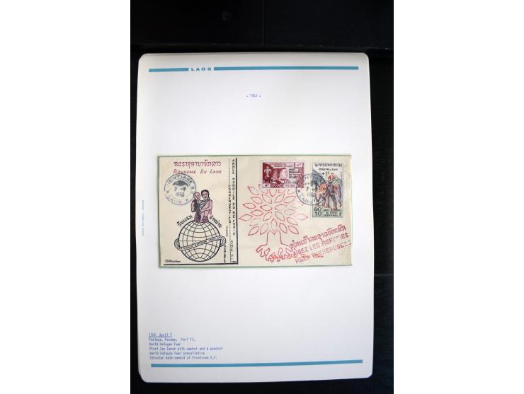 LAOS UND KAMBODSCHA: 1950/80 (ca.), umfangreicher Sammlungsbestand in 4 Schubern und Kiste mit vielen ungezähnten Ausgaben un