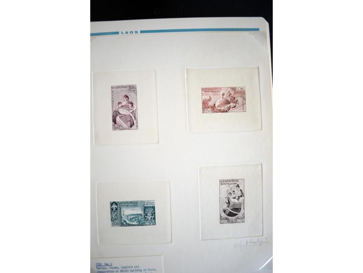 LAOS UND KAMBODSCHA: 1950/80 (ca.), umfangreicher Sammlungsbestand in 4 Schubern und Kiste mit vielen ungezähnten Ausgaben un