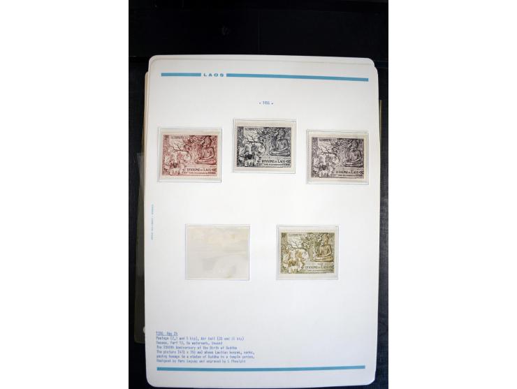 LAOS UND KAMBODSCHA: 1950/80 (ca.), umfangreicher Sammlungsbestand in 4 Schubern und Kiste mit vielen ungezähnten Ausgaben un