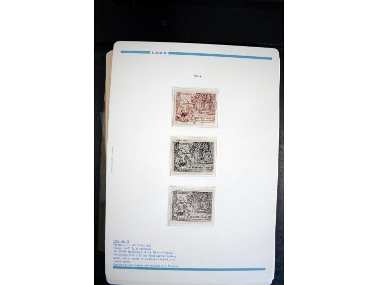 LAOS UND KAMBODSCHA: 1950/80 (ca.), umfangreicher Sammlungsbestand in 4 Schubern und Kiste mit vielen ungezähnten Ausgaben un