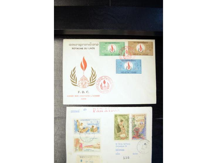 LAOS UND KAMBODSCHA: 1950/80 (ca.), umfangreicher Sammlungsbestand in 4 Schubern und Kiste mit vielen ungezähnten Ausgaben un