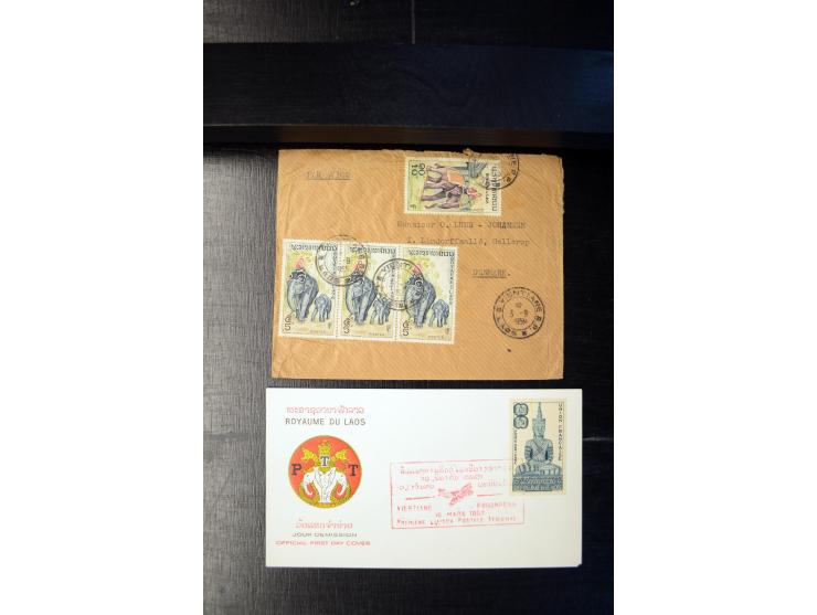 LAOS UND KAMBODSCHA: 1950/80 (ca.), umfangreicher Sammlungsbestand in 4 Schubern und Kiste mit vielen ungezähnten Ausgaben un