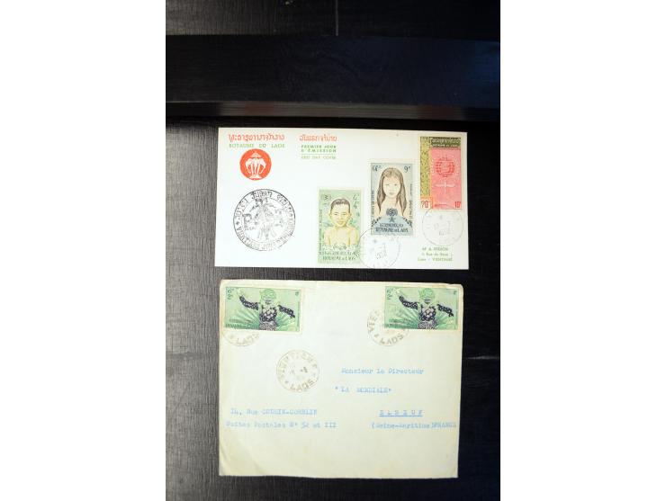 LAOS UND KAMBODSCHA: 1950/80 (ca.), umfangreicher Sammlungsbestand in 4 Schubern und Kiste mit vielen ungezähnten Ausgaben un