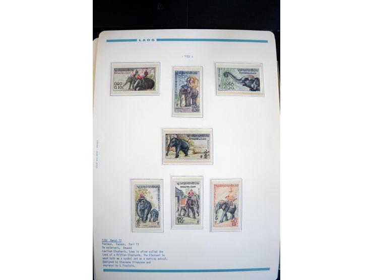 LAOS UND KAMBODSCHA: 1950/80 (ca.), umfangreicher Sammlungsbestand in 4 Schubern und Kiste mit vielen ungezähnten Ausgaben un