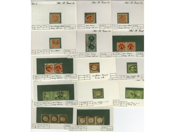 1858/70, kleine gestempelte Partie, meist Einheiten und bessere Stempel