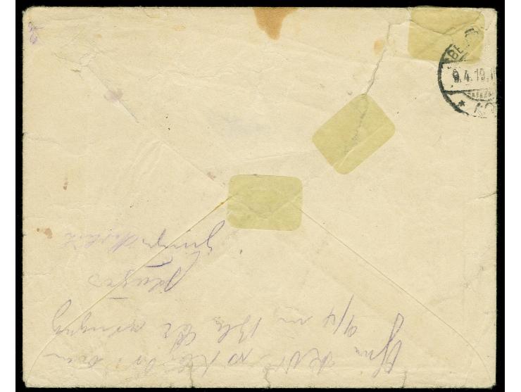 1918, Second Vilnius issue 50 sk. tied by provisional cancel "GRODNO" to registered cover via "KAUNAS  -7.IV.19" to Berlin wi