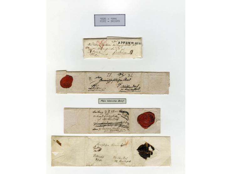 1656/1900 (ca.), MINIBRIEFE, Sammlung von 13 unfrankierten und 42 frankierten Briefen, meist Altdeutschland und Schweiz mit u