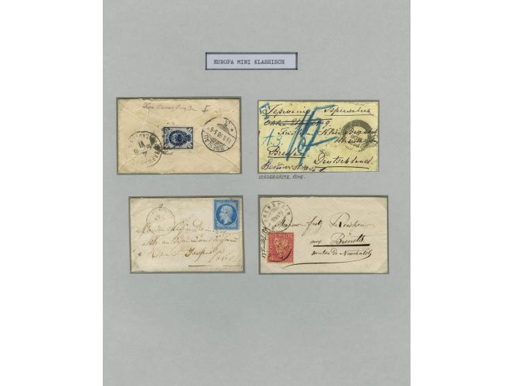1656/1900 (ca.), MINIBRIEFE, Sammlung von 13 unfrankierten und 42 frankierten Briefen, meist Altdeutschland und Schweiz mit u