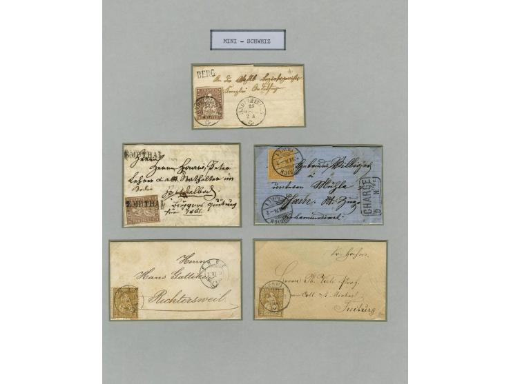 1656/1900 (ca.), MINIBRIEFE, Sammlung von 13 unfrankierten und 42 frankierten Briefen, meist Altdeutschland und Schweiz mit u