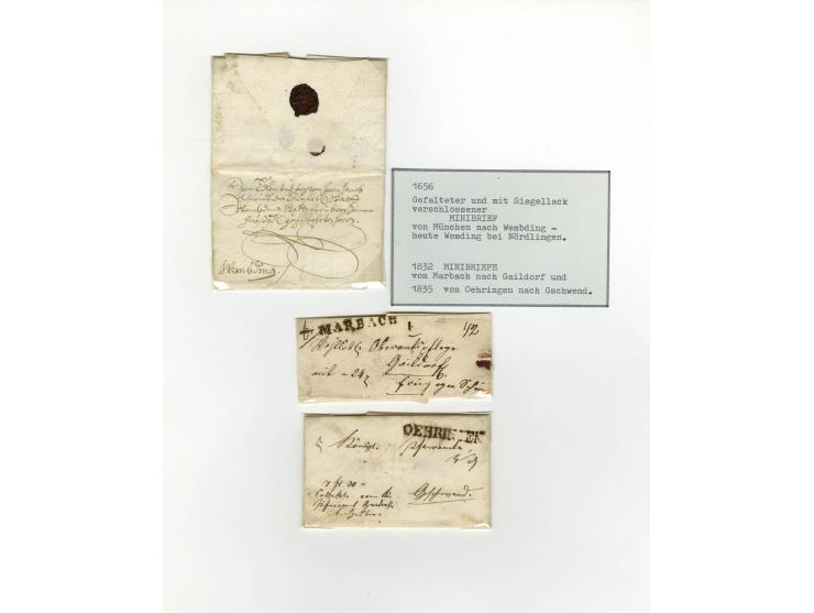 1656/1900 (ca.), MINIBRIEFE, Sammlung von 13 unfrankierten und 42 frankierten Briefen, meist Altdeutschland und Schweiz mit u