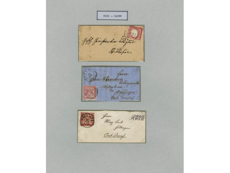 1656/1900 (ca.), MINIBRIEFE, Sammlung von 13 unfrankierten und 42 frankierten Briefen, meist Altdeutschland und Schweiz mit u