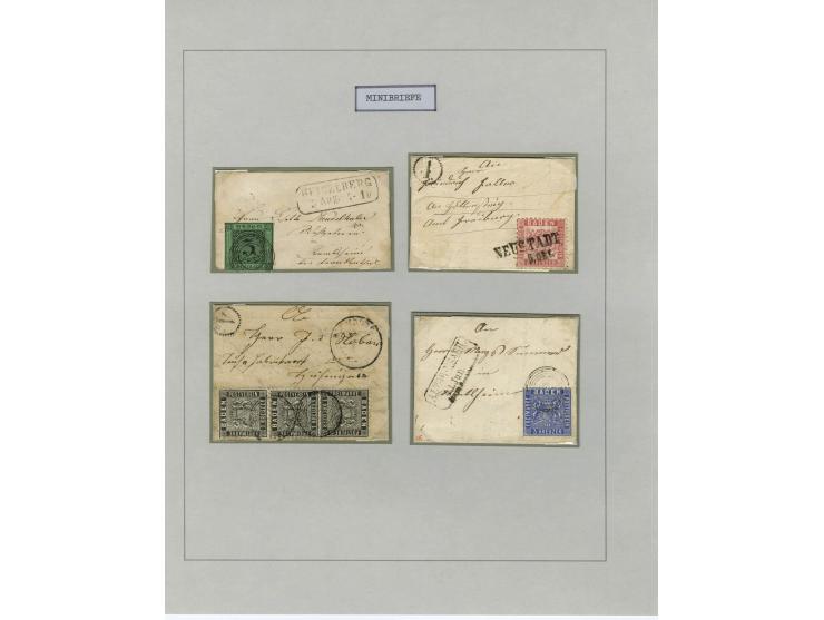 1656/1900 (ca.), MINIBRIEFE, Sammlung von 13 unfrankierten und 42 frankierten Briefen, meist Altdeutschland und Schweiz mit u
