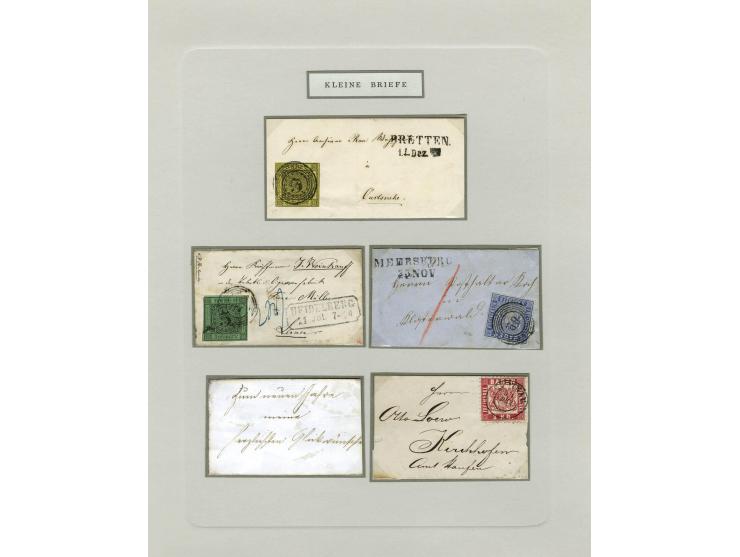 1656/1900 (ca.), MINIBRIEFE, Sammlung von 13 unfrankierten und 42 frankierten Briefen, meist Altdeutschland und Schweiz mit u