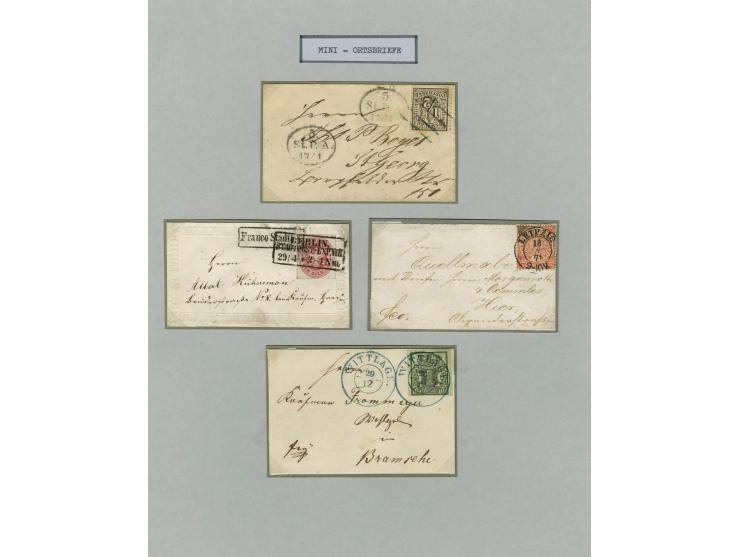 1656/1900 (ca.), MINIBRIEFE, Sammlung von 13 unfrankierten und 42 frankierten Briefen, meist Altdeutschland und Schweiz mit u