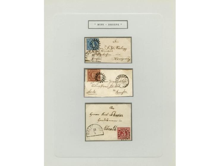 1656/1900 (ca.), MINIBRIEFE, Sammlung von 13 unfrankierten und 42 frankierten Briefen, meist Altdeutschland und Schweiz mit u