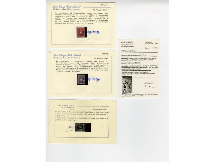 1860/1950 (ca.), ungebrauchte und teils postfrische kleine Partie Italienische Gebiete und etwas Schweiz, dabei u.a. Toskana 