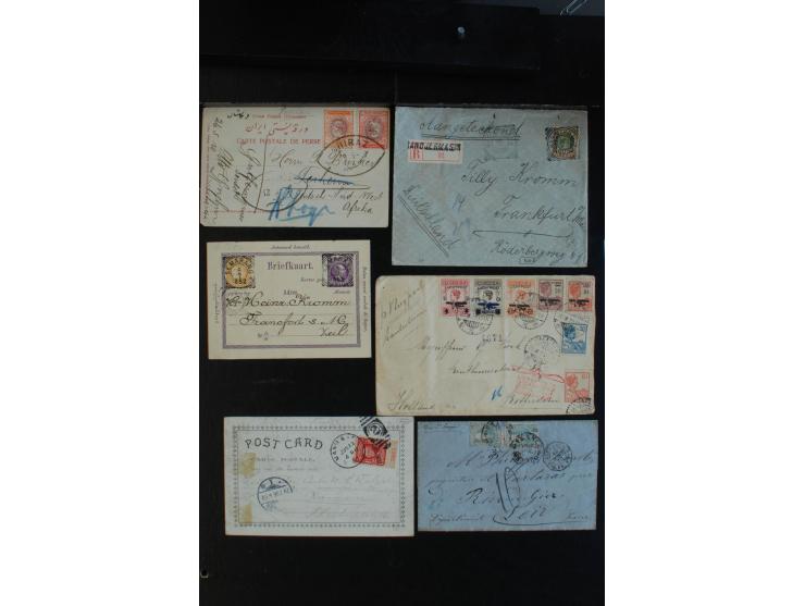 1870/1940 (ca.), interessanter Posten Briefe, Karten und Ganzsachen, dabei Reco, Luftpost, Scadta, Französische Kolonien etc.