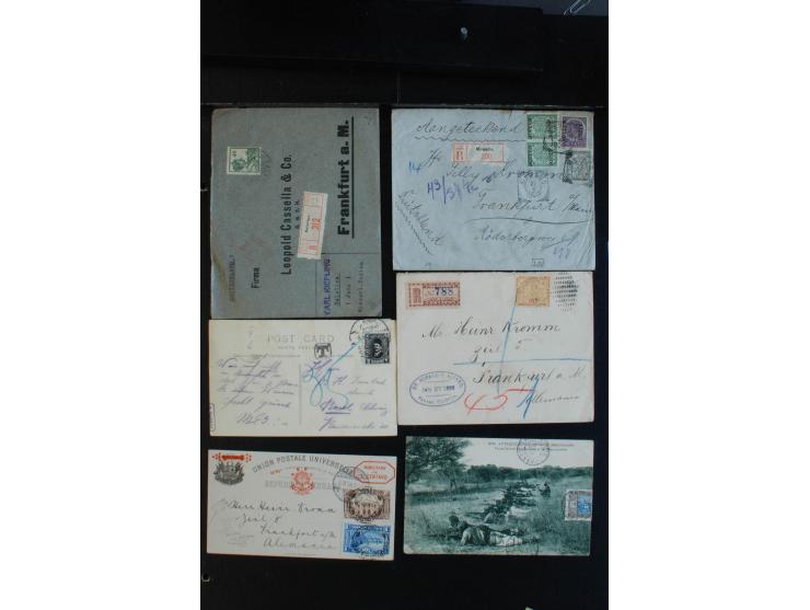 1870/1940 (ca.), interessanter Posten Briefe, Karten und Ganzsachen, dabei Reco, Luftpost, Scadta, Französische Kolonien etc.