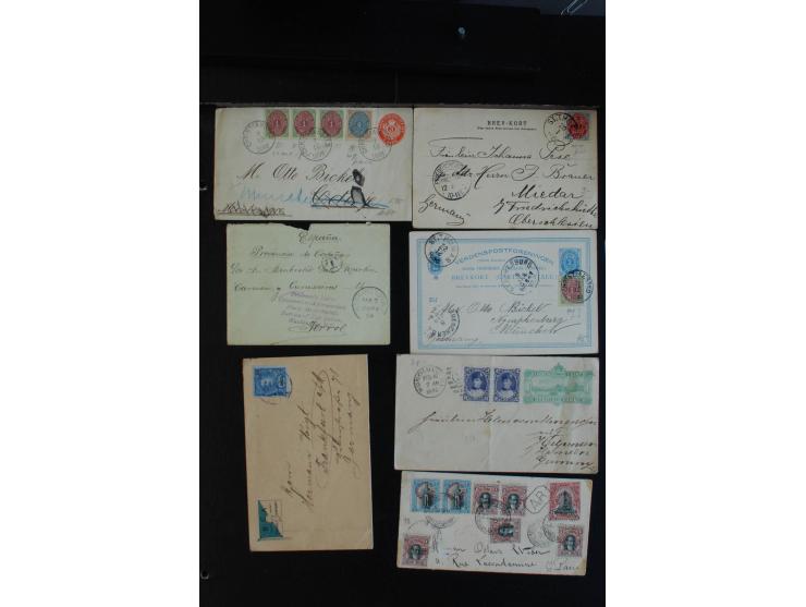 1870/1940 (ca.), interessanter Posten Briefe, Karten und Ganzsachen, dabei Reco, Luftpost, Scadta, Französische Kolonien etc.