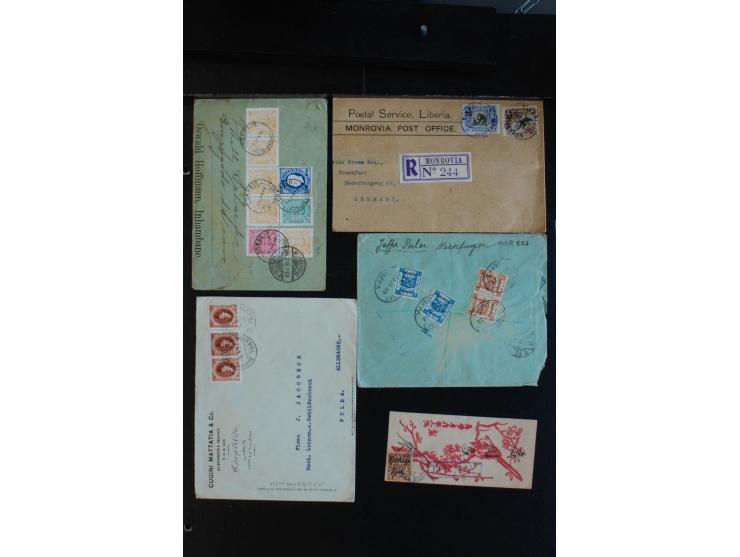 1870/1940 (ca.), interessanter Posten Briefe, Karten und Ganzsachen, dabei Reco, Luftpost, Scadta, Französische Kolonien etc.
