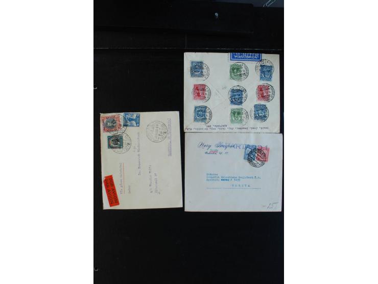 1870/1940 (ca.), interessanter Posten Briefe, Karten und Ganzsachen, dabei Reco, Luftpost, Scadta, Französische Kolonien etc.