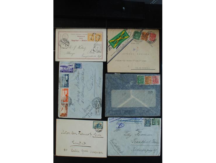 1870/1940 (ca.), interessanter Posten Briefe, Karten und Ganzsachen, dabei Reco, Luftpost, Scadta, Französische Kolonien etc.