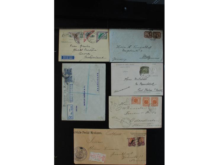1870/1940 (ca.), interessanter Posten Briefe, Karten und Ganzsachen, dabei Reco, Luftpost, Scadta, Französische Kolonien etc.