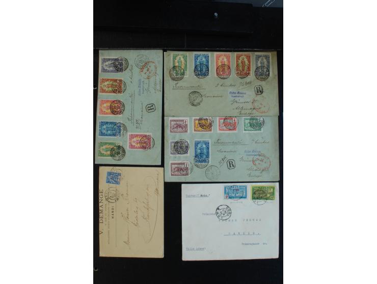 1870/1940 (ca.), interessanter Posten Briefe, Karten und Ganzsachen, dabei Reco, Luftpost, Scadta, Französische Kolonien etc.