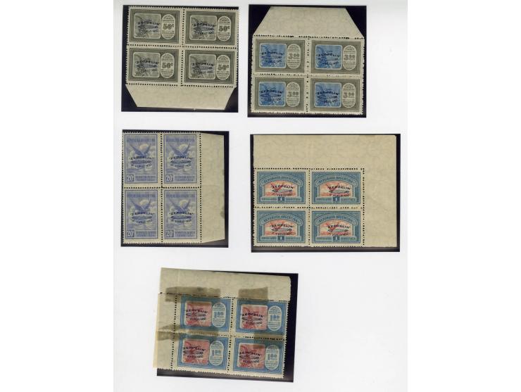 1930/33, interessante Partie nur Zeppelin-Ausgaben, dabei Deutsches Reich Mi.-Nr. 438-39 in postfrischen waagerechten Paaren,