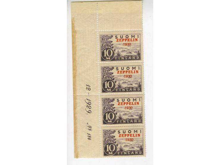 1930/33, interessante Partie nur Zeppelin-Ausgaben, dabei Deutsches Reich Mi.-Nr. 438-39 in postfrischen waagerechten Paaren,
