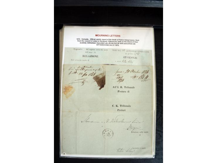 1734/1950 (ca.), Trauerbriefe (Mourning covers), über 100 Belege aus verschiedenen Gebieten, dabei u.a. Trauercouverts von Qu