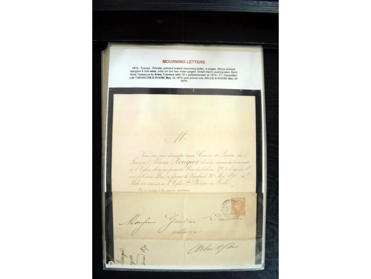 1734/1950 (ca.), Trauerbriefe (Mourning covers), über 100 Belege aus verschiedenen Gebieten, dabei u.a. Trauercouverts von Qu