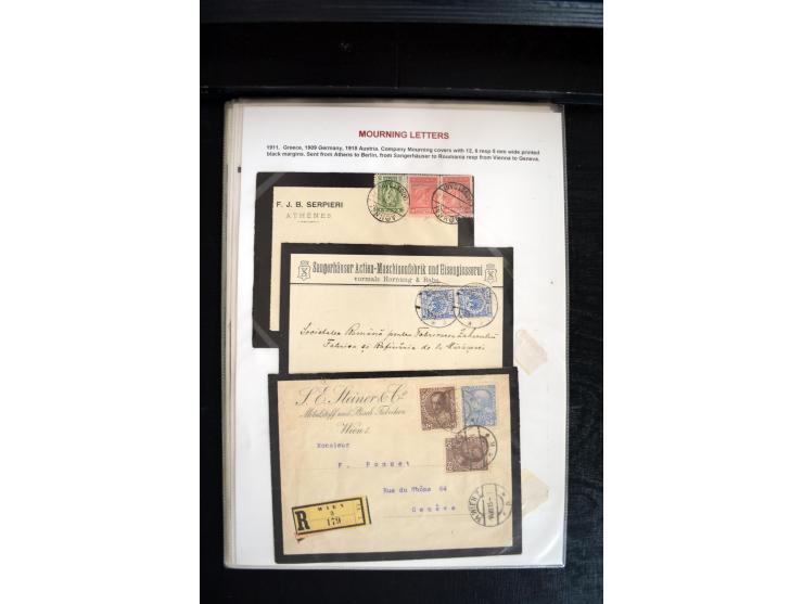 1734/1950 (ca.), Trauerbriefe (Mourning covers), über 100 Belege aus verschiedenen Gebieten, dabei u.a. Trauercouverts von Qu
