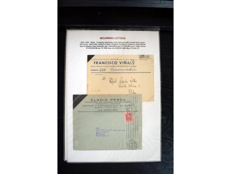 1734/1950 (ca.), Trauerbriefe (Mourning covers), über 100 Belege aus verschiedenen Gebieten, dabei u.a. Trauercouverts von Qu