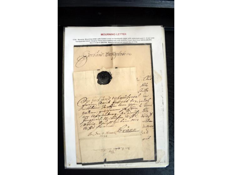 1734/1950 (ca.), Trauerbriefe (Mourning covers), über 100 Belege aus verschiedenen Gebieten, dabei u.a. Trauercouverts von Qu