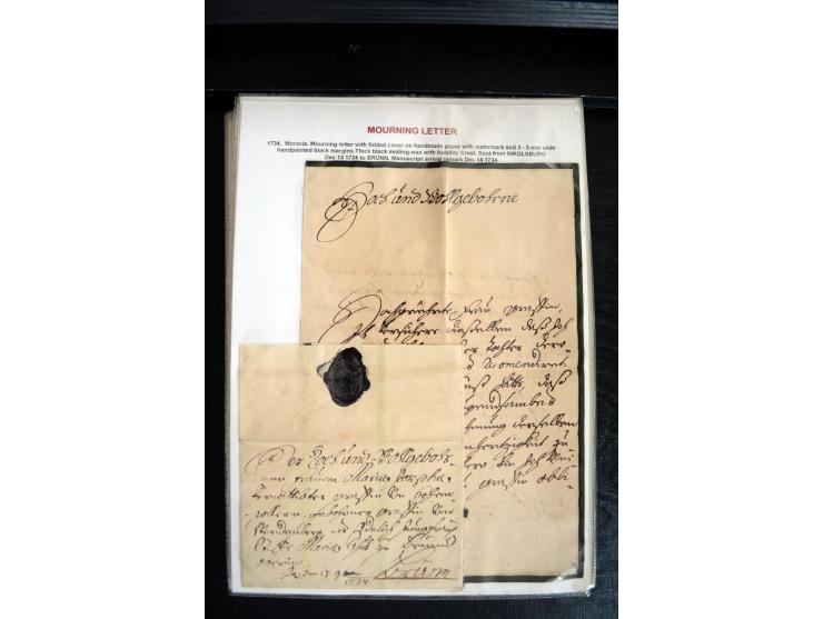 1734/1950 (ca.), Trauerbriefe (Mourning covers), über 100 Belege aus verschiedenen Gebieten, dabei u.a. Trauercouverts von Qu