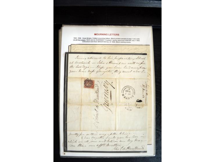 1734/1950 (ca.), Trauerbriefe (Mourning covers), über 100 Belege aus verschiedenen Gebieten, dabei u.a. Trauercouverts von Qu