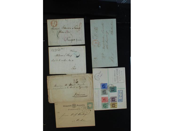 1840/1950 (ca.), ca. 100 Briefe, Karten und Ganzsachen mit Schwerpunkt Deutschland, dabei interessante Stempel, Luftpost, vie