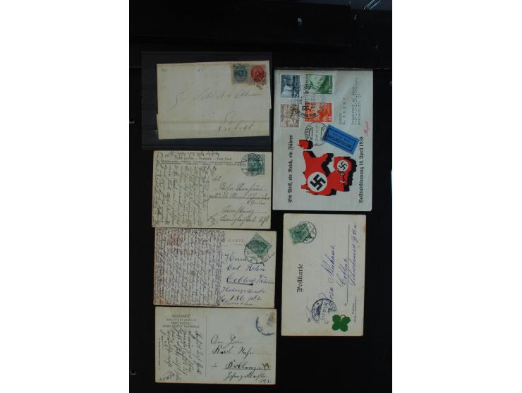 1840/1950 (ca.), ca. 100 Briefe, Karten und Ganzsachen mit Schwerpunkt Deutschland, dabei interessante Stempel, Luftpost, vie