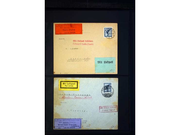 1912/48, Sammlung mit über Briefen und Karten ab Rhein/Main mit vielen besseren Frankaturen und Flügen, Katapultpost (u.a. Br
