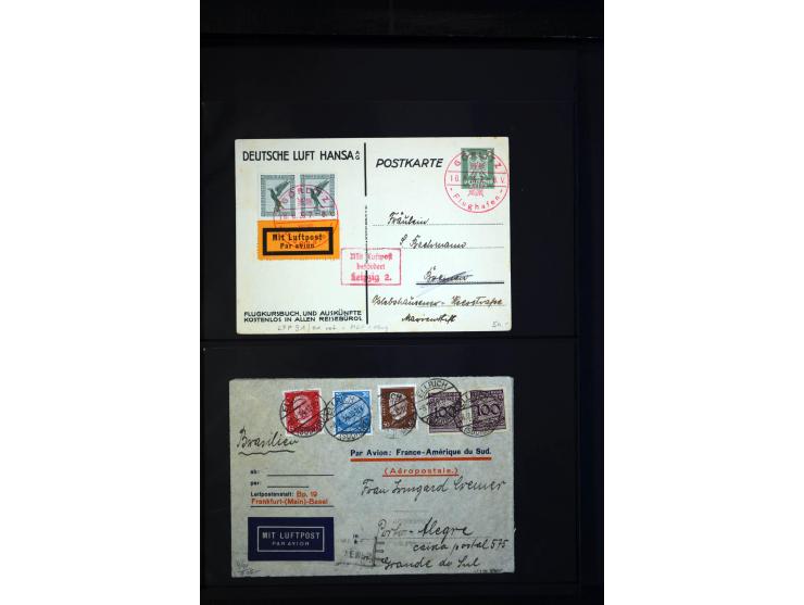 1912/48, Sammlung mit über Briefen und Karten ab Rhein/Main mit vielen besseren Frankaturen und Flügen, Katapultpost (u.a. Br