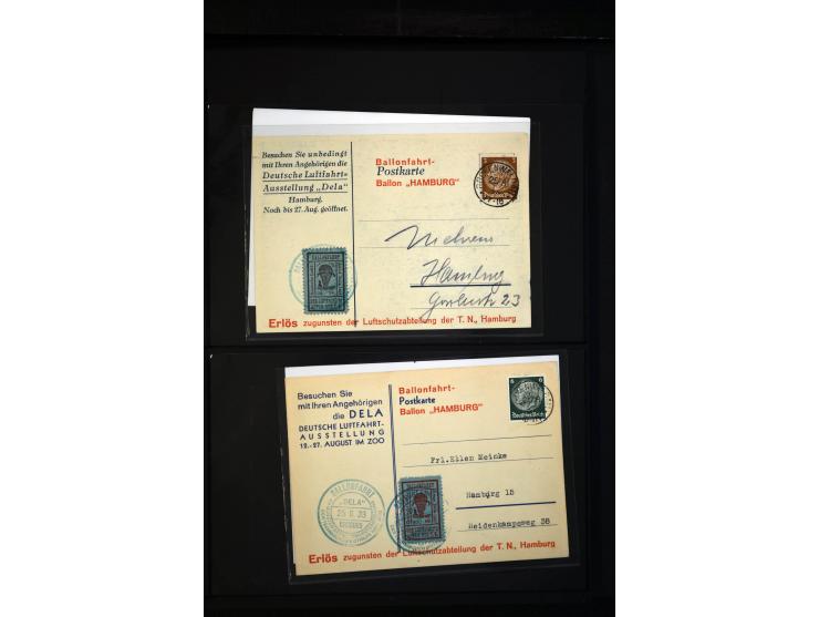 1912/48, Sammlung mit über Briefen und Karten ab Rhein/Main mit vielen besseren Frankaturen und Flügen, Katapultpost (u.a. Br