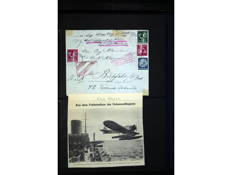 1912/48, Sammlung mit über Briefen und Karten ab Rhein/Main mit vielen besseren Frankaturen und Flügen, Katapultpost (u.a. Br