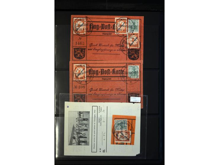 1912/48, Sammlung mit über Briefen und Karten ab Rhein/Main mit vielen besseren Frankaturen und Flügen, Katapultpost (u.a. Br