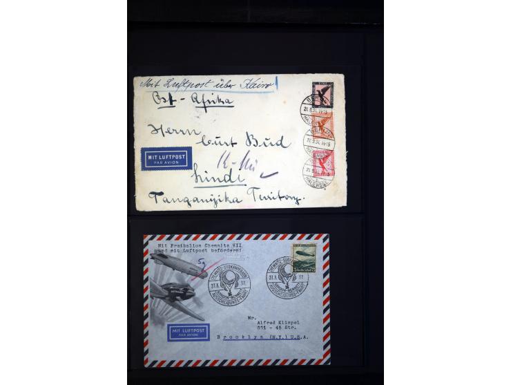 1912/48, Sammlung mit über Briefen und Karten ab Rhein/Main mit vielen besseren Frankaturen und Flügen, Katapultpost (u.a. Br