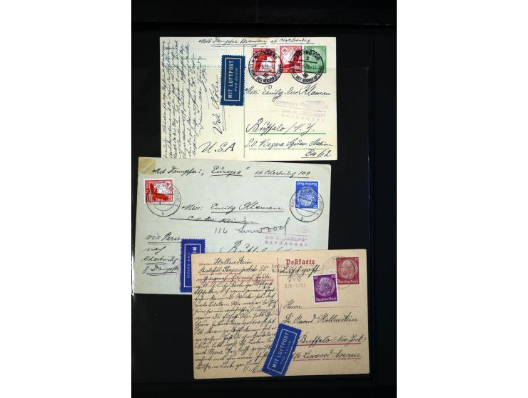 1912/48, Sammlung mit über Briefen und Karten ab Rhein/Main mit vielen besseren Frankaturen und Flügen, Katapultpost (u.a. Br