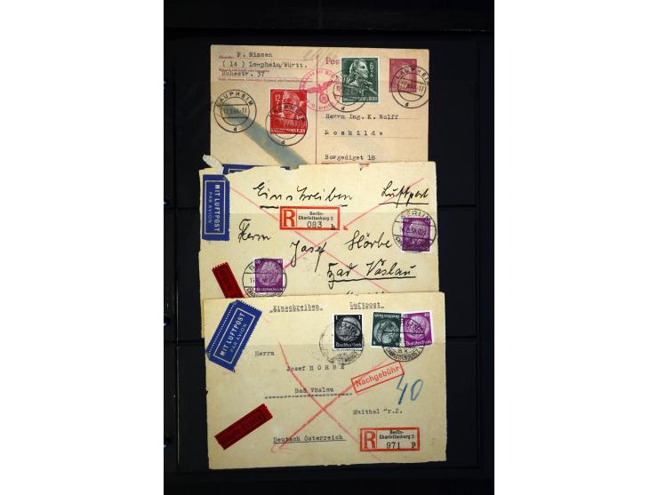 1912/48, Sammlung mit über Briefen und Karten ab Rhein/Main mit vielen besseren Frankaturen und Flügen, Katapultpost (u.a. Br
