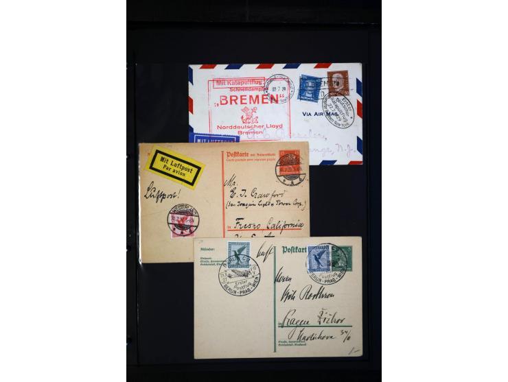 1912/48, Sammlung mit über Briefen und Karten ab Rhein/Main mit vielen besseren Frankaturen und Flügen, Katapultpost (u.a. Br